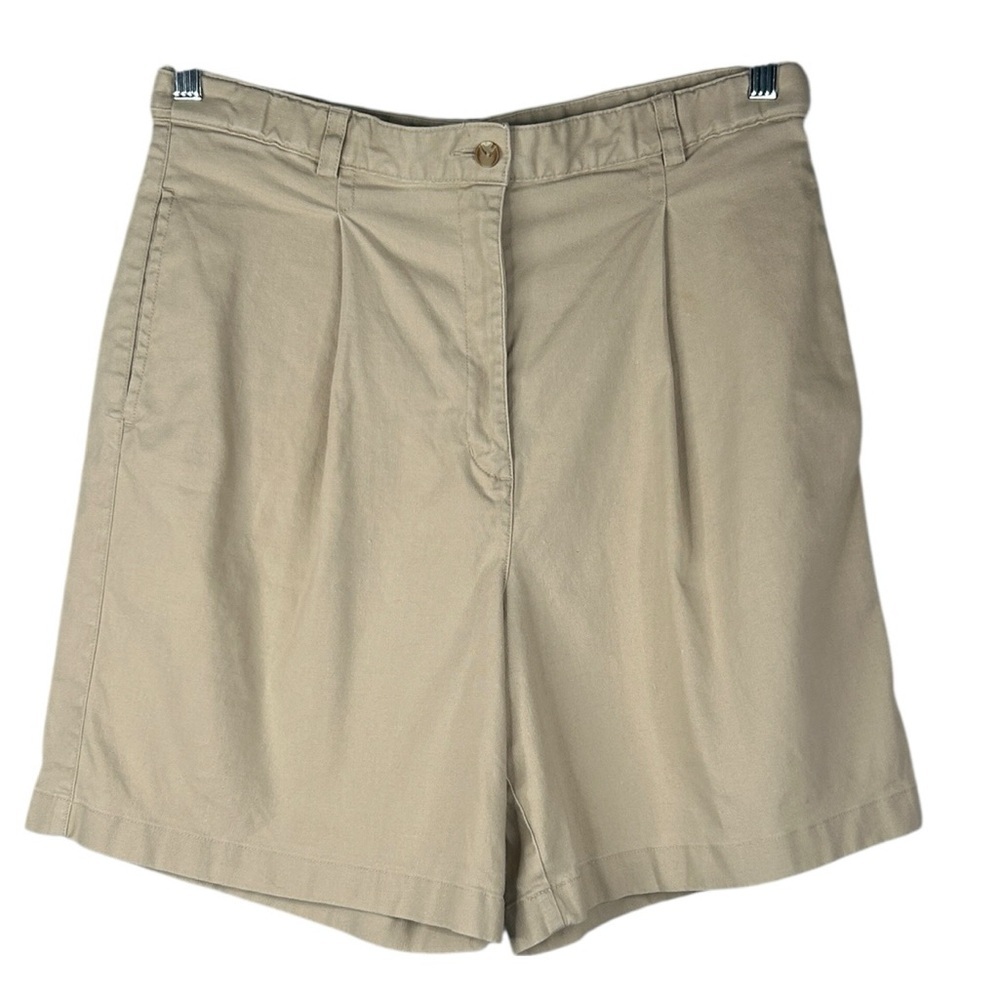 L. L. Bean Khaki‎ Classic Safari Minimalist Traveler Linen Blend Shorts Size 14